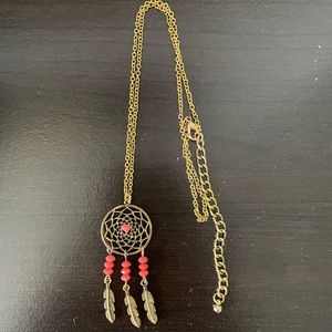 Gold dream-catcher necklace